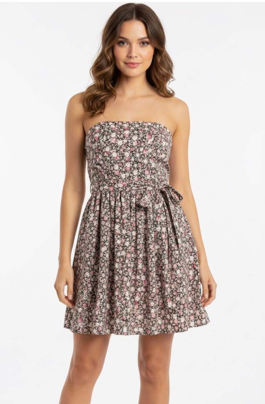 NWT Miss Avenue Strapless Floral Mini Dress  
Size M